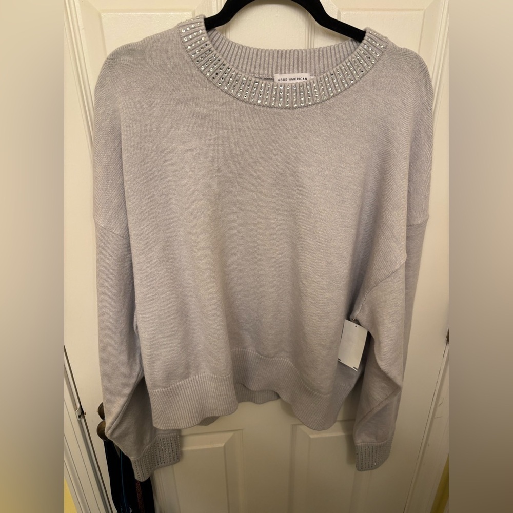 Good American Light Gray Embellished Sweater 2X NWT